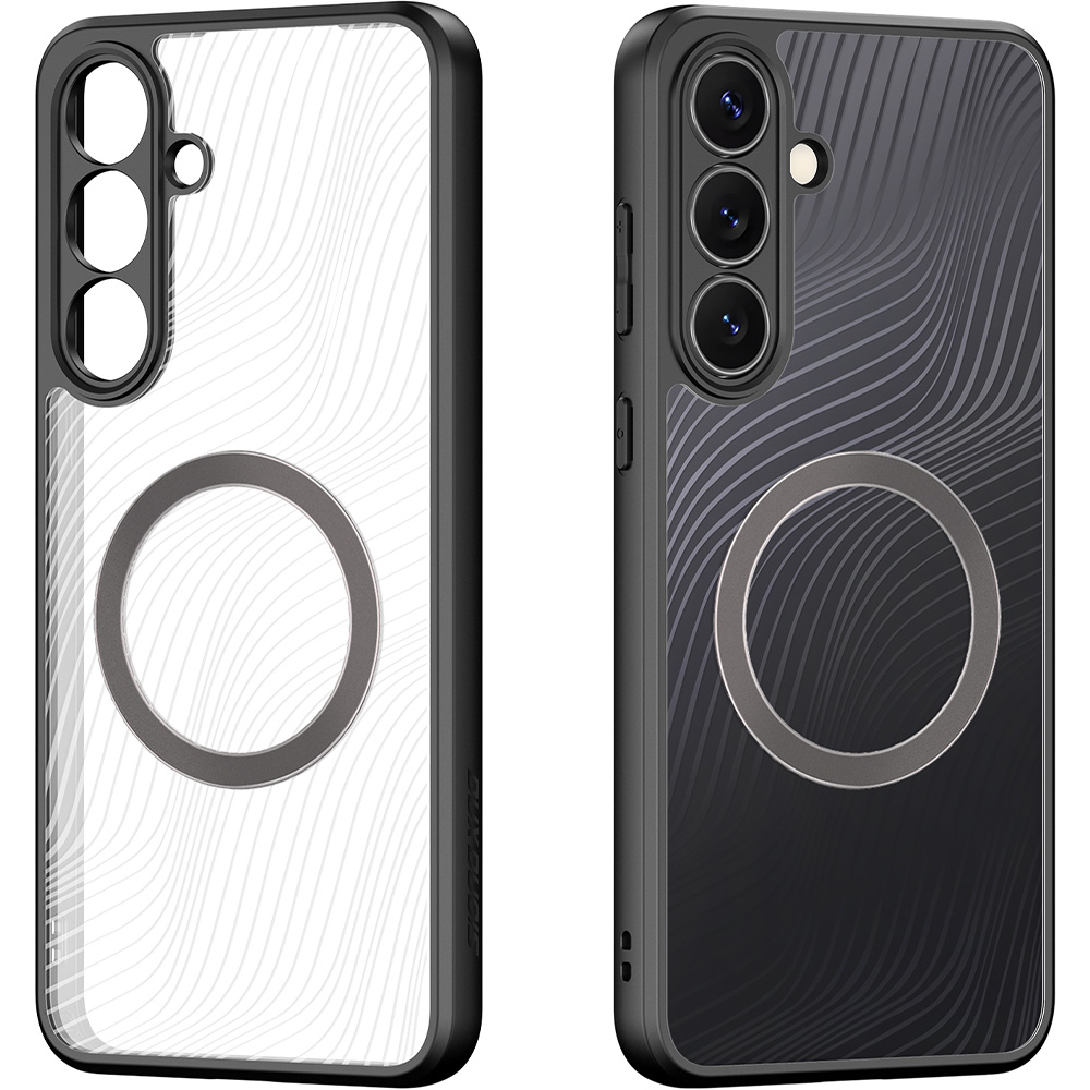 Etui Dux Ducis Aimo Mag do Galaxy S25 FE, przezroczyste z czarną ramką